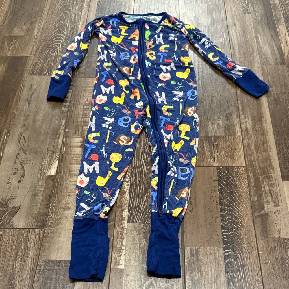 Little Sleepies Navy Alphabet & Animal Print Footie